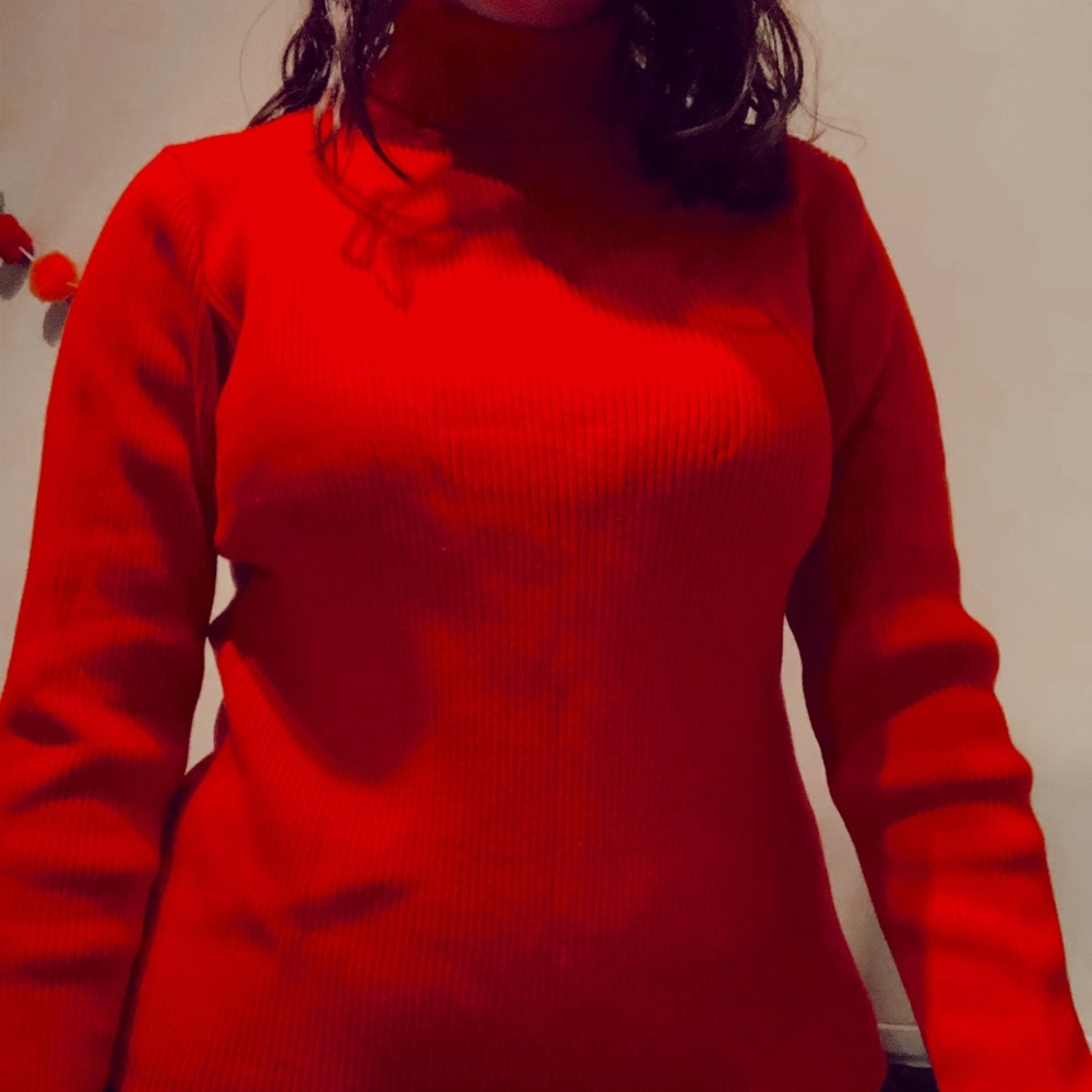 Liz & co red ribbed turtle neck